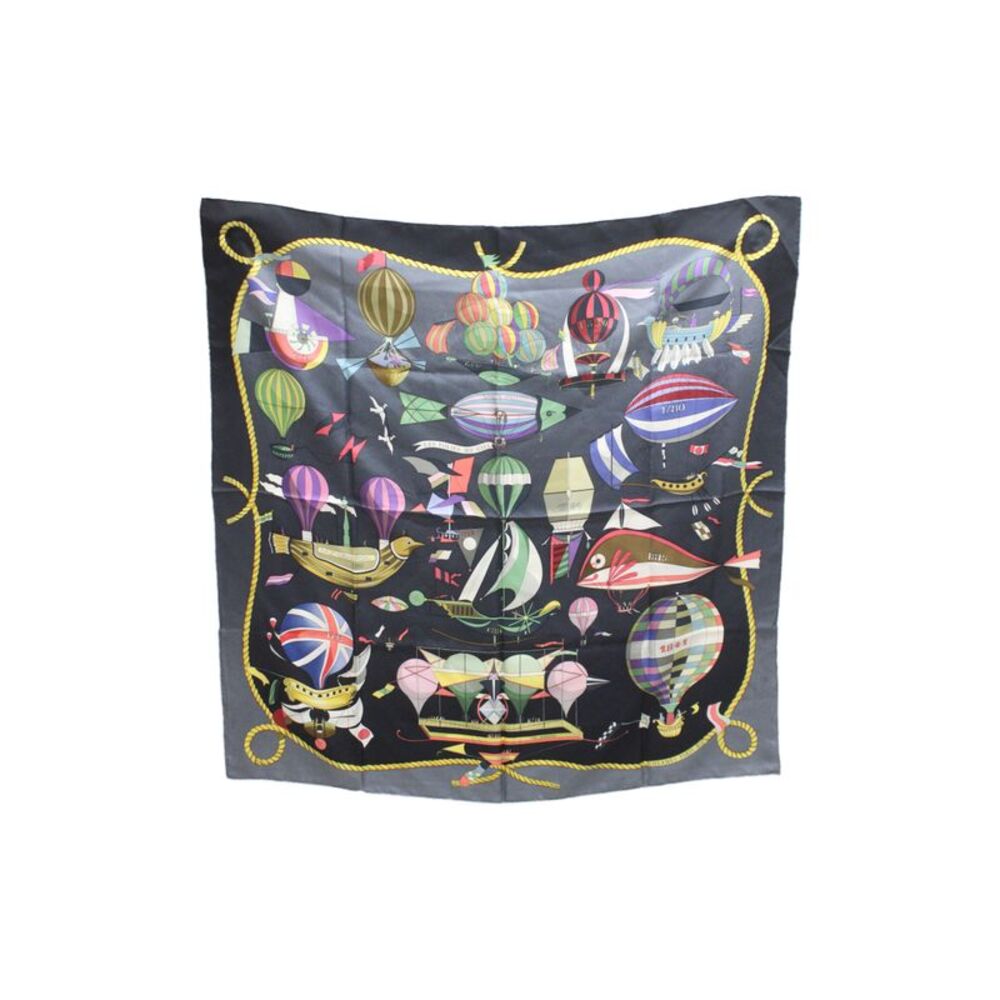 Neiman Marcus Womens Les Folies Du Ciel by Loic Dubigeon Silk Scarf Dark Navy 90